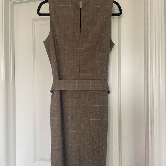 Michael Kors Plaid Belted Sleeveless Midi Dress Brown Size 12 - Picture 7 of 12